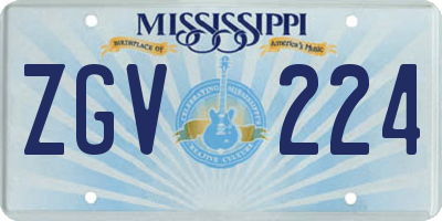 MS license plate ZGV224