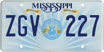 MS license plate ZGV227