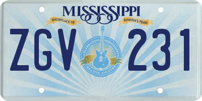 MS license plate ZGV231