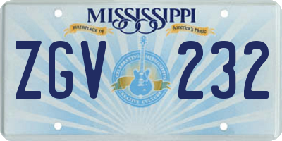 MS license plate ZGV232