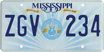 MS license plate ZGV234