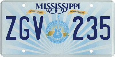 MS license plate ZGV235