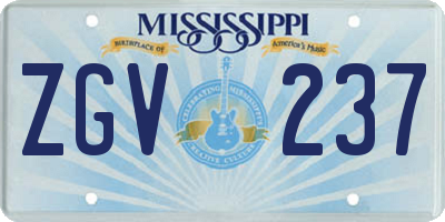 MS license plate ZGV237