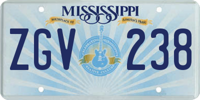 MS license plate ZGV238