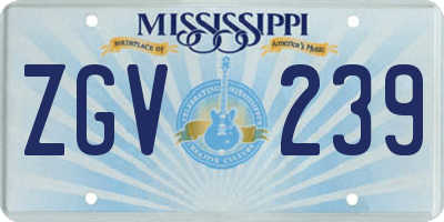 MS license plate ZGV239