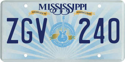 MS license plate ZGV240
