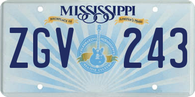 MS license plate ZGV243