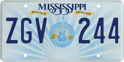 MS license plate ZGV244
