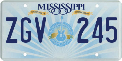 MS license plate ZGV245