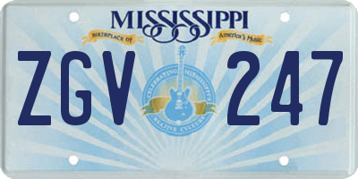 MS license plate ZGV247