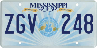 MS license plate ZGV248