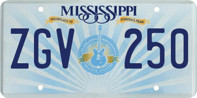 MS license plate ZGV250