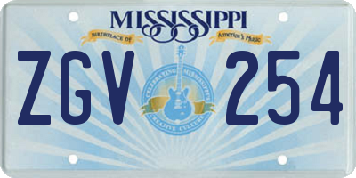 MS license plate ZGV254