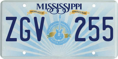 MS license plate ZGV255
