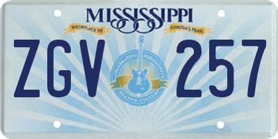 MS license plate ZGV257