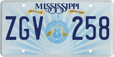 MS license plate ZGV258