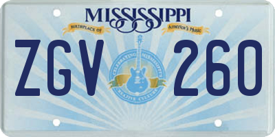MS license plate ZGV260