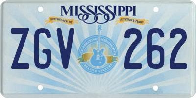 MS license plate ZGV262
