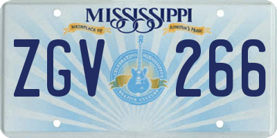 MS license plate ZGV266