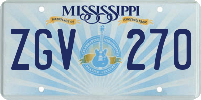 MS license plate ZGV270