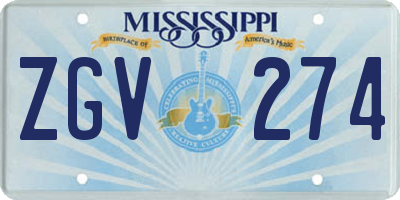 MS license plate ZGV274