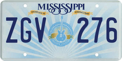MS license plate ZGV276