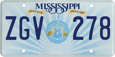 MS license plate ZGV278
