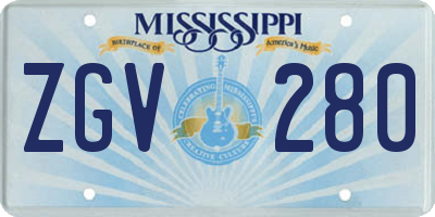 MS license plate ZGV280