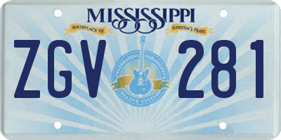 MS license plate ZGV281