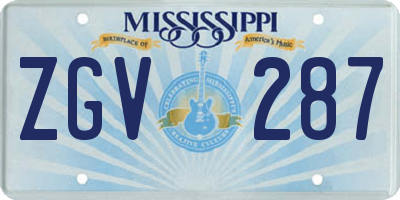 MS license plate ZGV287