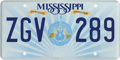 MS license plate ZGV289