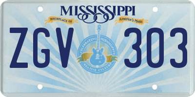 MS license plate ZGV303