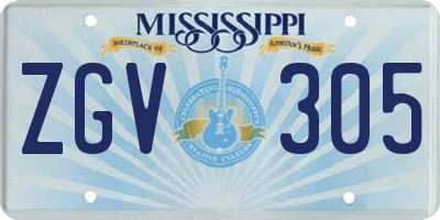 MS license plate ZGV305