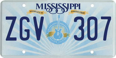 MS license plate ZGV307