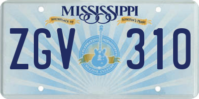MS license plate ZGV310
