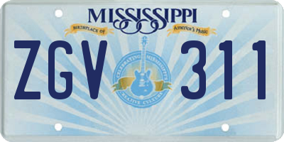 MS license plate ZGV311
