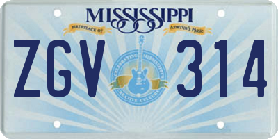 MS license plate ZGV314