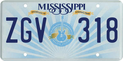 MS license plate ZGV318