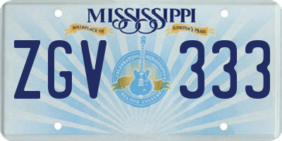 MS license plate ZGV333