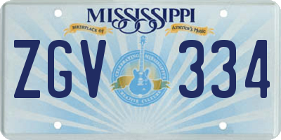 MS license plate ZGV334