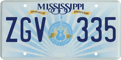 MS license plate ZGV335