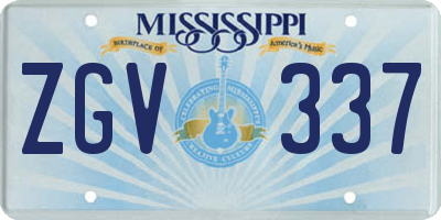 MS license plate ZGV337