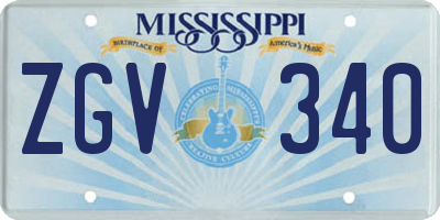 MS license plate ZGV340