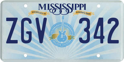 MS license plate ZGV342
