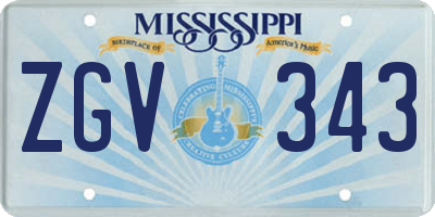 MS license plate ZGV343