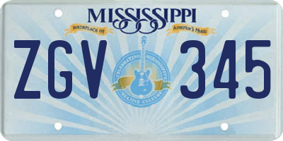 MS license plate ZGV345