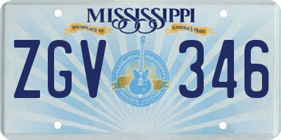 MS license plate ZGV346