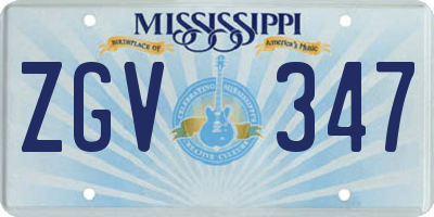 MS license plate ZGV347