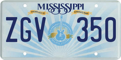 MS license plate ZGV350