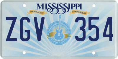 MS license plate ZGV354